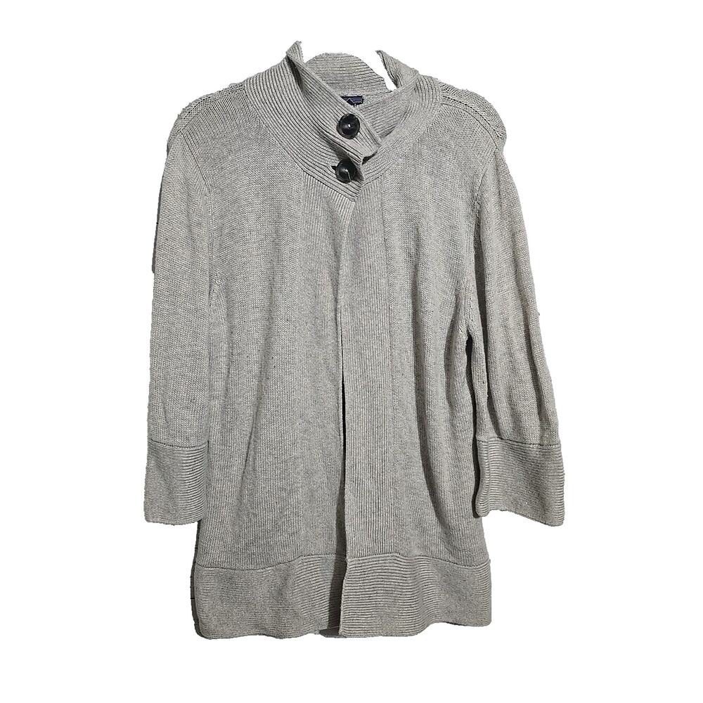Patagonia Gray Lambswool Knit‎ Long Sleeve Cardigan Sweater Womans Size Large